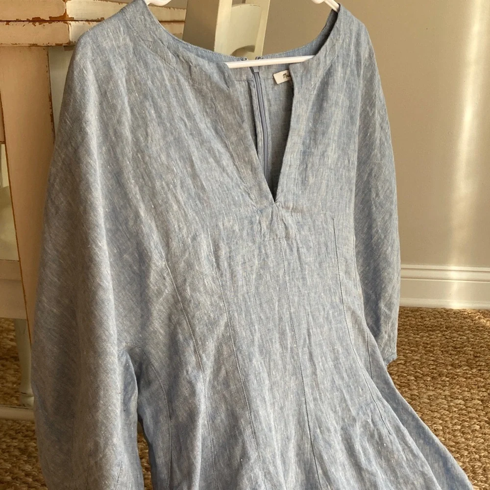 New w Tag: Madewell Splitneck Linen Dress with Pockets. Size 12 - Picture 5 of 13